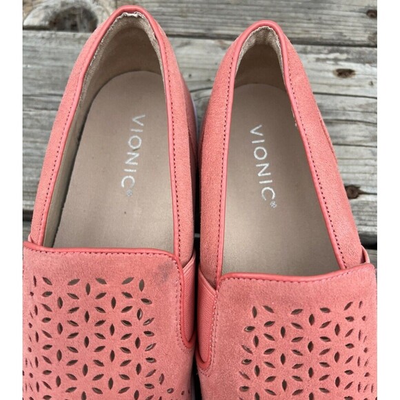 Vionic Kani Women's 9 Slip On Suede Loafers Cut Out - Coral - Picture 4 of 13